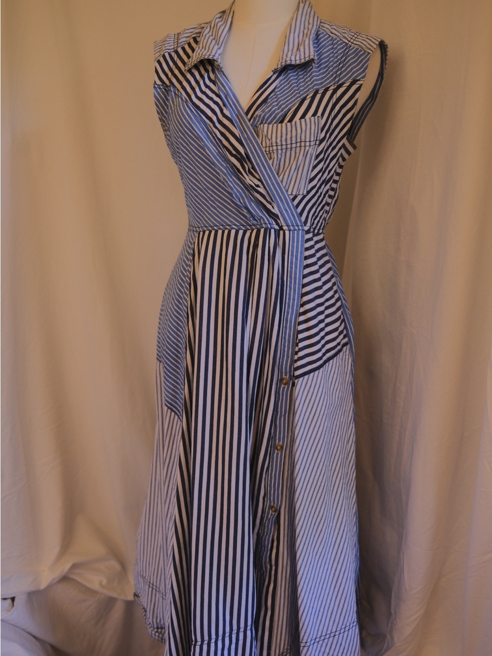 Pilcro Anthropologie Patchwork Stripe Shirt Dress XS Sleeveless